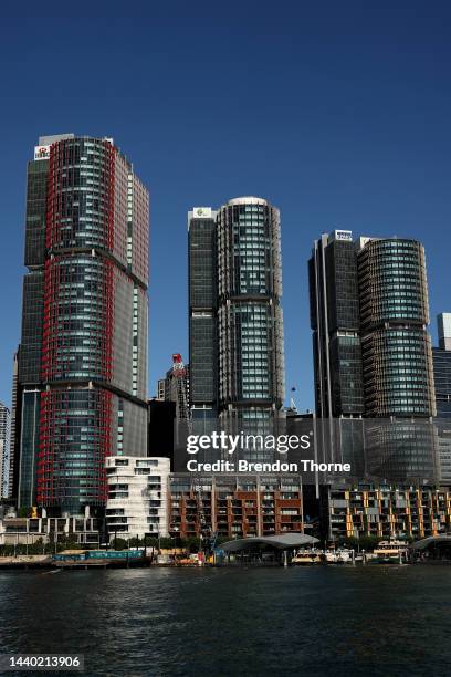 General view of buildings in Barangaroo on November 09, 2022 in Sydney, Australia. Barangaroo, one of Sydney's largest redevelopment sites, has been...