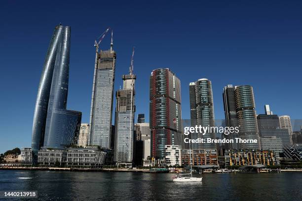 General view of buildings in Barangaroo on November 09, 2022 in Sydney, Australia. Barangaroo, one of Sydney's largest redevelopment sites, has been...