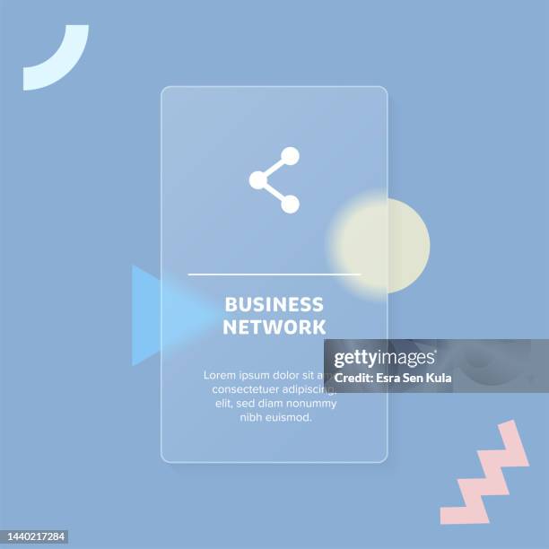 business network solid icon concept web banner with trendy blurry glass morphism effect - people solid background stock illustrations