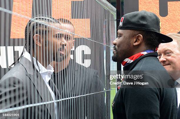 David Haye and Dereck Chisora pose as Frank Warren announces a fight between David Haye Vs Dereck Chisora, to be held on the 14th July at West Ham...