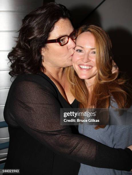 Rosie O'Donnell and her fiance Michelle Round pose at The New Group's "Women Behind Bars" Reading at Acorn Theatre on May 7, 2012 in New York City.