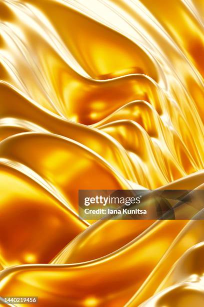 beautiful futuristic gold background. 3d vertical pattern. - oil flow stockfoto's en -beelden