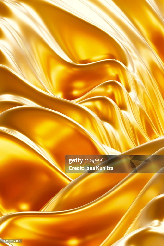 Beautiful futuristic gold background. 3D vertical pattern.