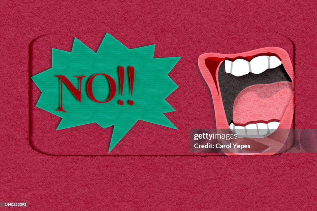 No word in bubble speech and open mouth