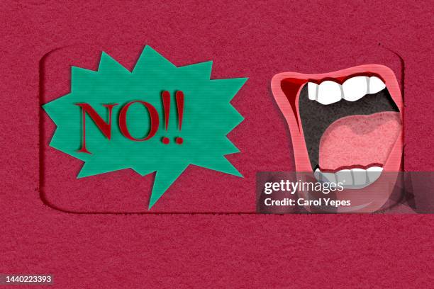 no word in bubble speech and open mouth - word of mouth stock pictures, royalty-free photos & images