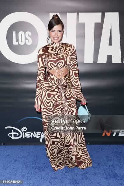 Dafne Evangelista arrives at the Ntertain And Disney+ Present LOS MONTANER Series Premiere at Silverspot Cinema - Downtown Miami on November 08, 2022...
