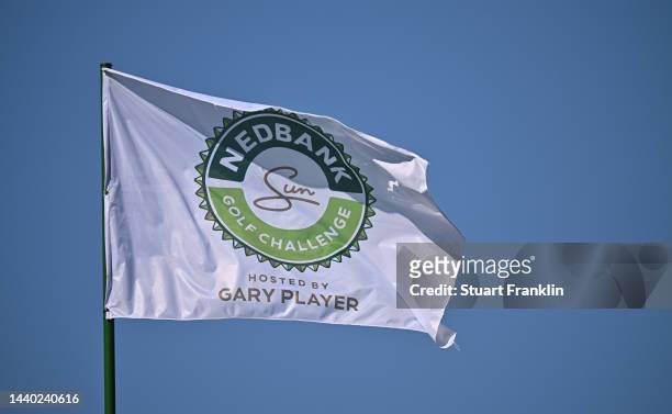 Tournament flag is pictured prior to the Nedbank Golf Challenge at Gary Player CC on November 09, 2022 in Sun City, South Africa.