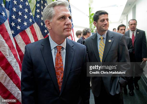 House Majority Whip Kevin McCarthy, R-Ca.; and Rep. Paul Ryan, R-Wi., after a House Republican Leadership conference.