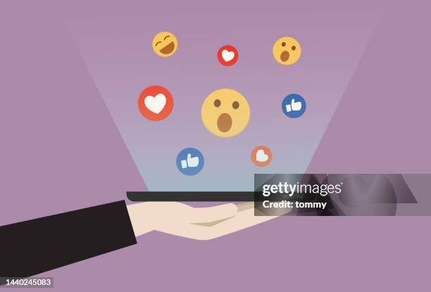 social media and emoticon - customer experience digital stock illustrations