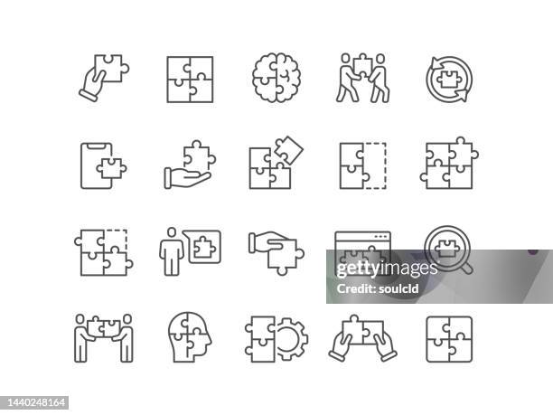 ilustrações, clipart, desenhos animados e ícones de ícones de quebra-cabeça - puzzle