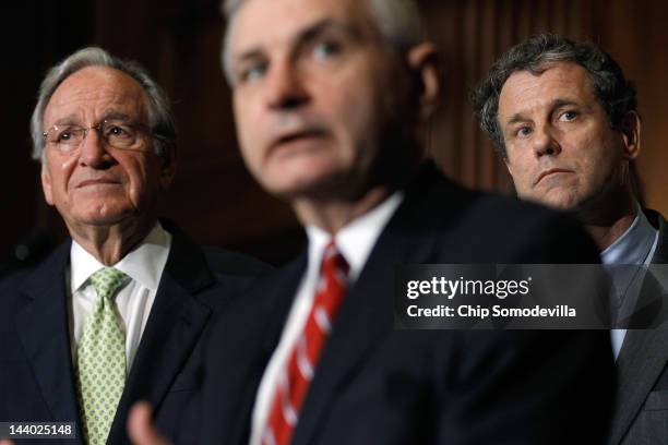 Sen. Tom Harkin , Sen. Jack Reed and Sen. Sherrod Brown hold a news conference about the student loan bill currently being debated by U.S. Senate...