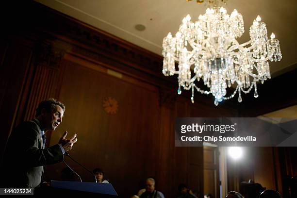 Sen. Sherrod Brown speaks during a news conference about the student loan bill currently being debated by U.S. Senate at the U.S. Capitol May 8, 2012...