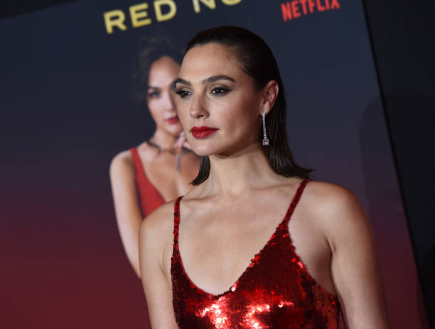 Gal Gadot at the world premiere of Netflix's 'Red Notice' at L.A. Live on November 3, 2021 in Los Angeles, California.