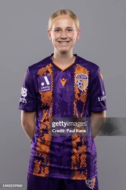 Hana Lowry of the Glory poses during the Perth Glory 2022-23 A-League Women's team headshots session at Fremantle Oval on November 09, 2022 in Perth,...