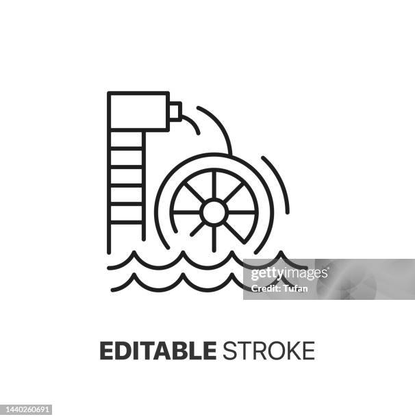 stockillustraties, clipart, cartoons en iconen met water wheel icon. ecology and green energy vector - waterrad