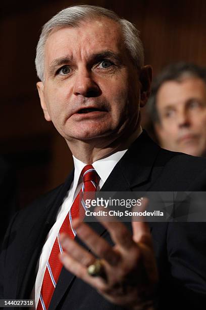 Sen. Jack Reed speaks during a news conference with about the student loan bill currently being debated by U.S. Senate at the U.S. Capitol May 8,...