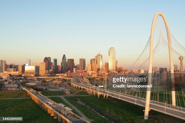 bridge and downtown dallas, tx - texas stock pictures, royalty-free photos & images