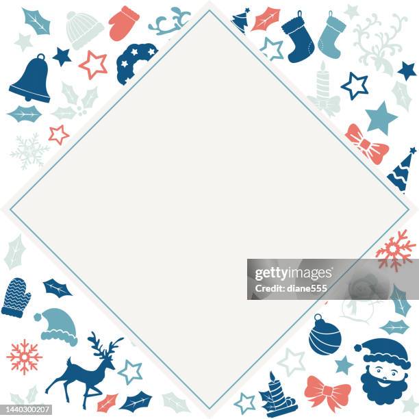 cute christmas icon card or invite template - square dinner invitation vector stock illustrations
