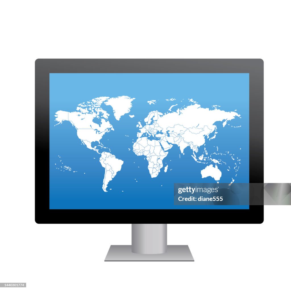 Modern Computer With World Map High-Res Vector Graphic - Getty Images