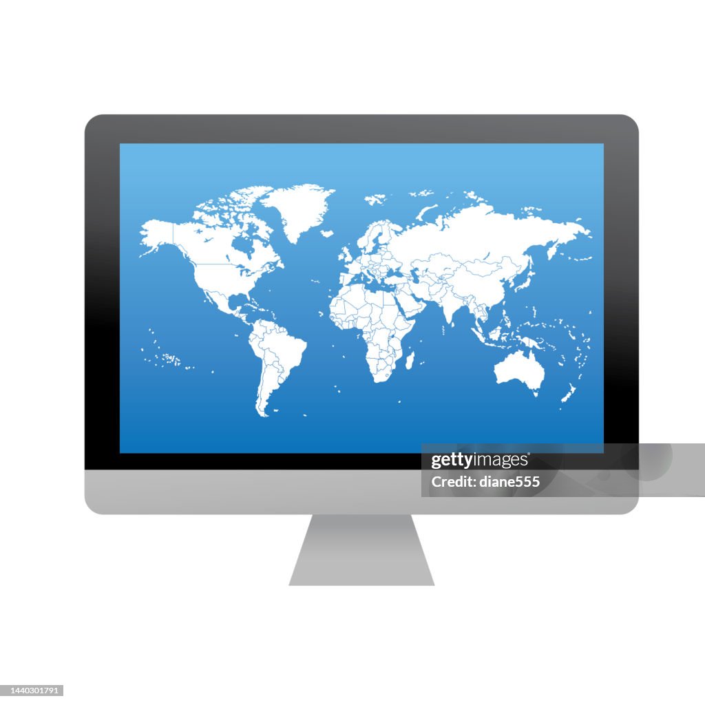 Computer Key World Map Pdf Modern Computer With World Map High-Res Vector Graphic - Getty Images