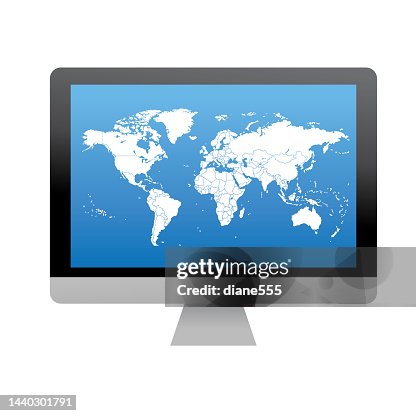 Modern Computer With World Map High-Res Vector Graphic - Getty Images
