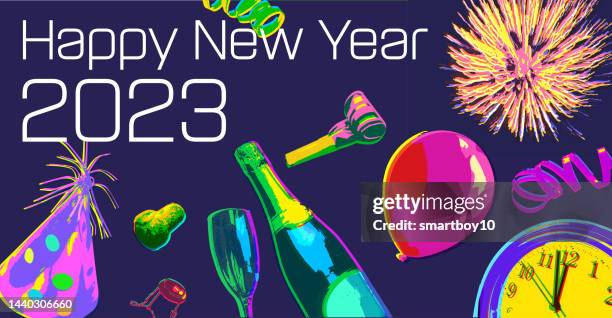 new year icons - prosecco stock illustrations