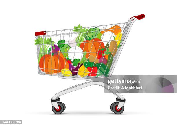 vegetable cart. - full shopping cart stock illustrations