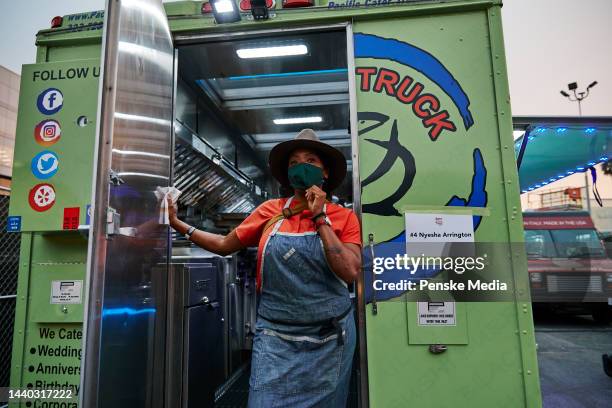 Nyesha Arrington at the Resy Drive Thru at the Hollywood Palladium on October 15, 2020 in Los Angeles, California.