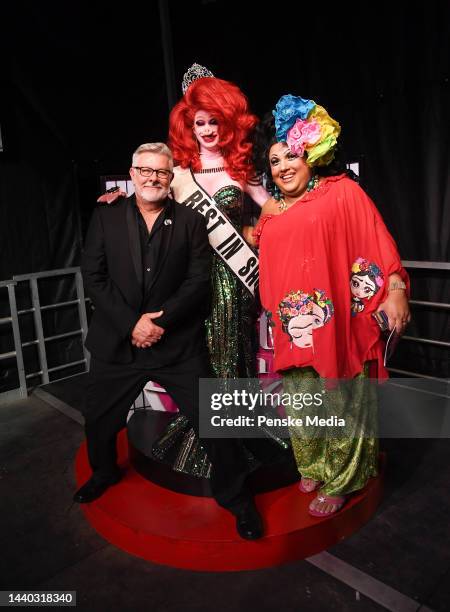 Patrick Rush, Etta Pigg and Kay Sedia attends the Best in Drag Show benefitting, Aid For AIDS, a program of Alliance for Housing and Healing at the...