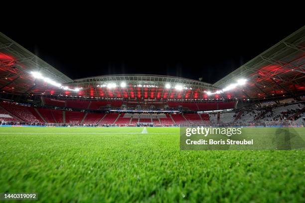 General view inside the stadium prior to the Bundesliga match between RB Leipzig and Sport-Club Freiburg at Red Bull Arena on November 09, 2022 in...