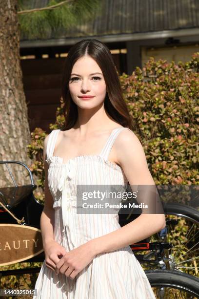 Actress Mackenzie Foy attends a press event for Disney+ ‘Black Beauty’ at Fair Hills Farms on November 20, 2020 in Topanga, California