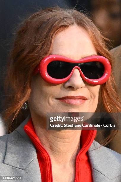 Isabelle Huppert unveils Christmas decorations at Le Printemps on November 09, 2022 in Paris, France.