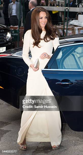 Catherine, Duchess of Cambridge arrives for a dinner hosted by The Thirty Club at Claridges on May 8, 2012 in London, England.