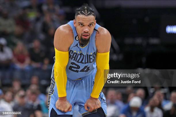 Dillon Brooks of the Memphis Grizzlies during the game against the Boston Celtics at FedExForum on November 07, 2022 in Memphis, Tennessee. NOTE TO...