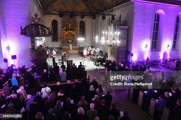 Crown Prince Haakon and Crown Princess Mette- Marit attend a church service for the 75th Anniversary of Norwegian Church Aid at Oslo Cathedral on...