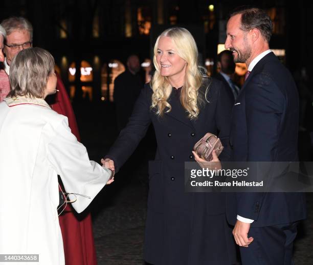 Anne May- Grasaas, Crown Prince Haakon and Crown Princess Mette- Marit attend a church service for the 75th Anniversary of Norwegian Church Aid at...