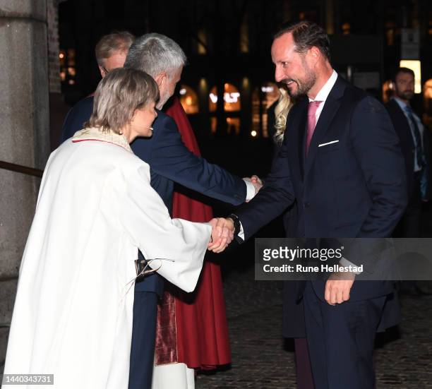 Anne May- Grasaas, Crown Prince Haakon and Crown Princess Mette- Marit attend a church service for the 75th Anniversary of Norwegian Church Aid at...