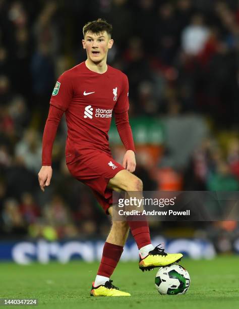 Andy Lonergan of Liverpool during the Carabao Cup Third Round match between Liverpool and Derby County at Anfield on November 09, 2022 in Liverpool,...