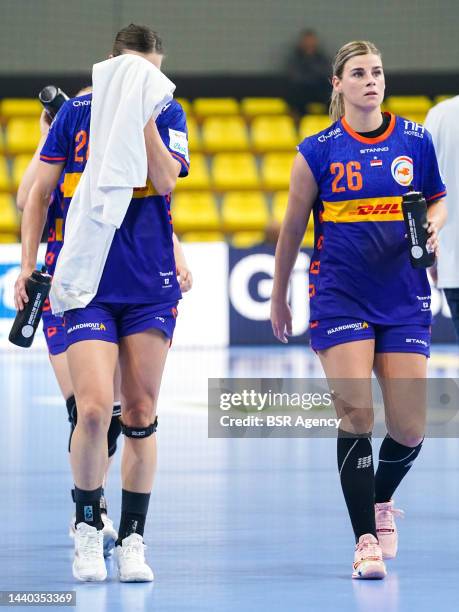 Inger Smits of the Netherlands and Angela Malestein of the Netherlands during the Preliminary Round - EHF EURO 2022 match between Netherlands and...