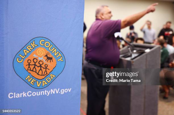 Clark County Registrar of Voters Joe Gloria speaks at a news conference providing an update on the ongoing election process at the Clark County...