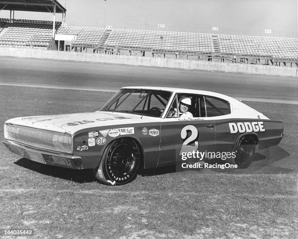 February 1968: Andy Hampton of Louisville, KY, drove this 1967 Dodge Charger to victory in the ARCA 300 race at Daytona International Speedway....
