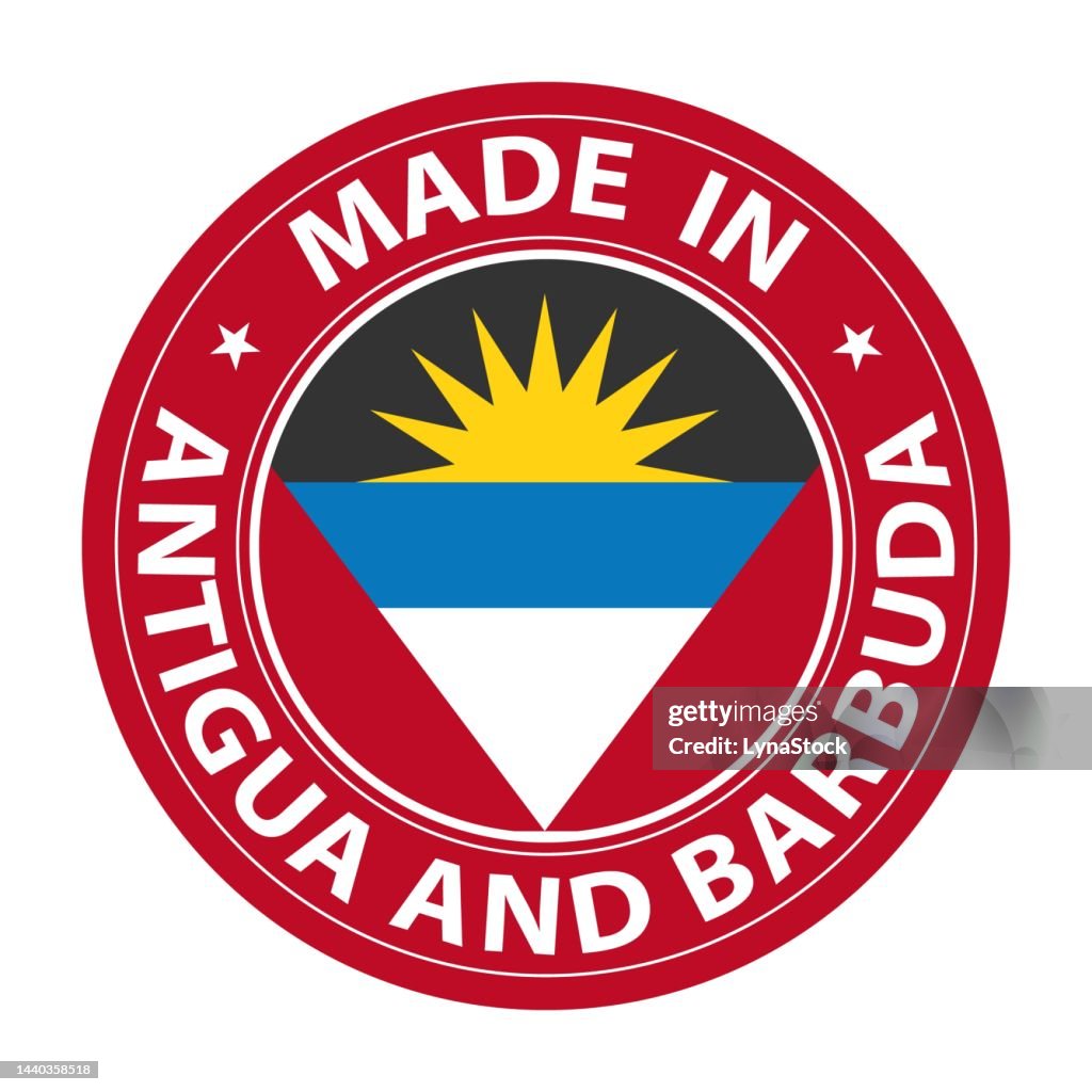 Antigua Sticker Made In Antigua And Barbuda Badge Vector Sticker With Stars And ...