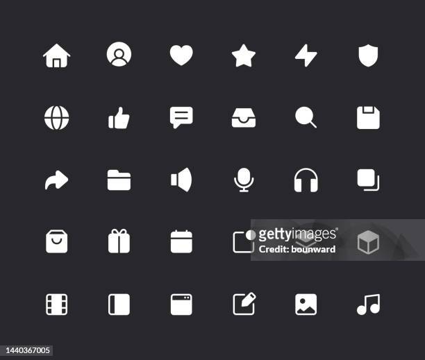part 1 of 3. user interface icons. filled style. - voice search stock illustrations