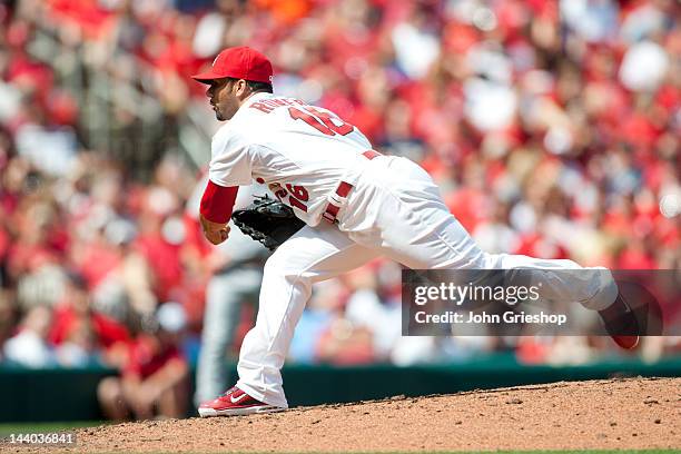 Romero of the St. Louis Cardinals delivers the pitch during the game against the Cincinnati Reds on Thursday, April 19, 2012 at Busch Stadium in St....