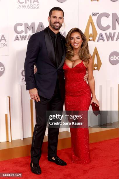 Eric Decker and Jessie James Decker attend The 56th Annual CMA Awards at Bridgestone Arena on November 09, 2022 in Nashville, Tennessee.