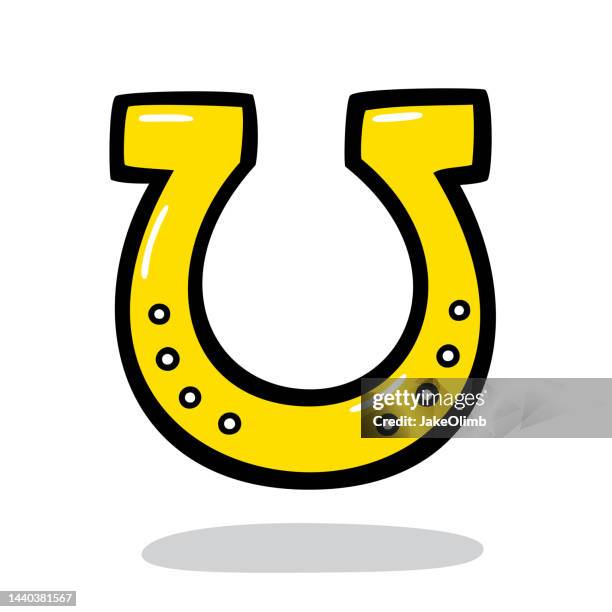 golden horseshoe doodle 6 - horseshoe stock illustrations