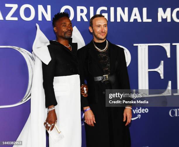 Billy Porter and Adam Smith arrive at the premiere of Amazon Studios’ ‘Cinderella’ at the Greek Theatre on August 30. 2021 in Los Angeles, California.