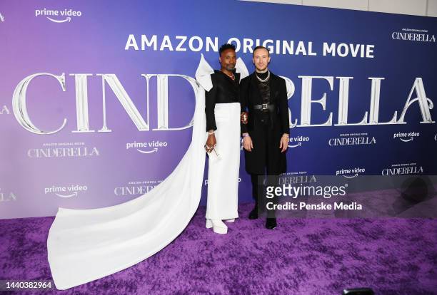 Billy Porter and Adam Smith arrive at the premiere of Amazon Studios’ ‘Cinderella’ at the Greek Theatre on August 30. 2021 in Los Angeles, California.