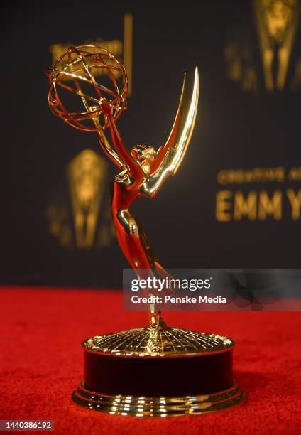View of an Emmy statuette at the 73rd Creative Arts Emmy Awards held at L.A. Live on September 11, 2021.