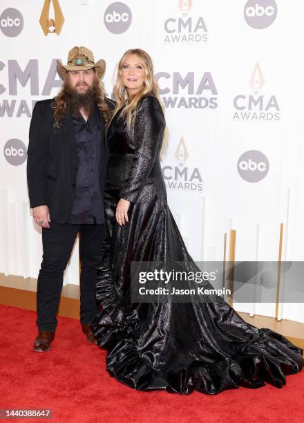 Chris Stapleton and Morgane Stapleton attend The 56th Annual CMA Awards at Bridgestone Arena on November 09, 2022 in Nashville, Tennessee.